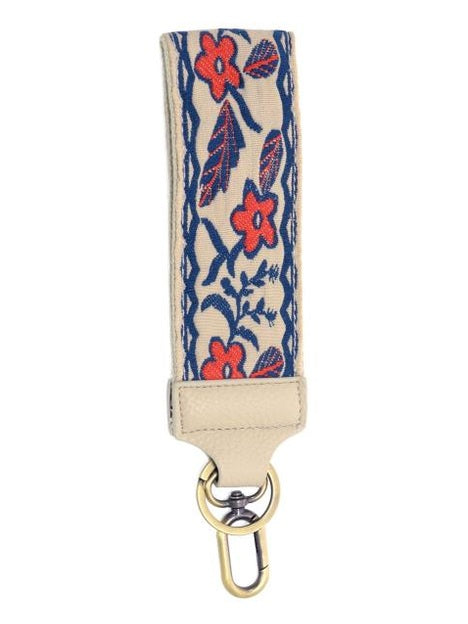 Wristlet 2" Embroidered Easy Find Starflower Red/Teal Floral Lk093-05