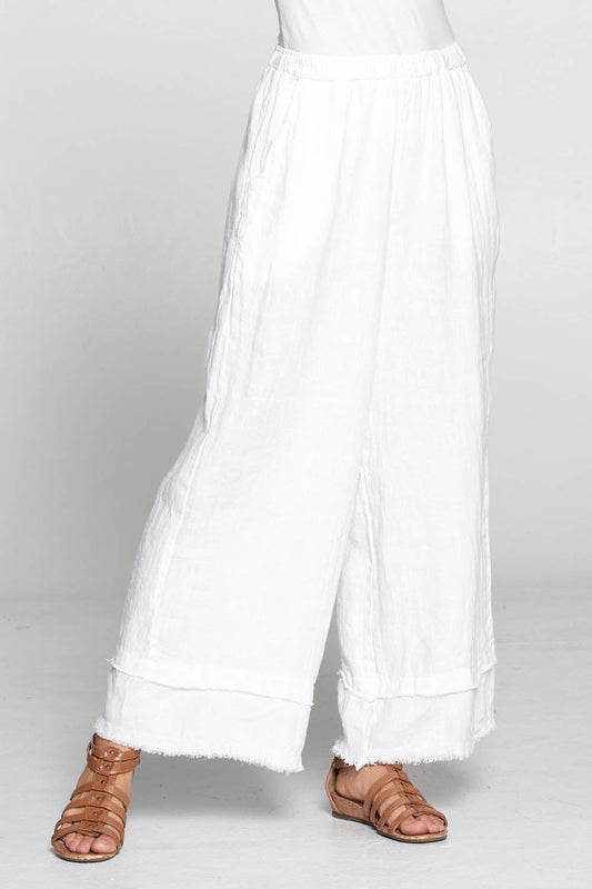 Pants Fringed Wide Leg 2 Pocket White Women's Lp177 