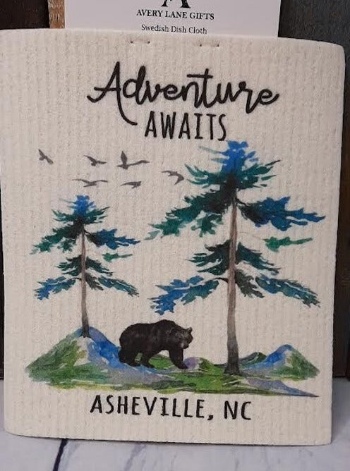 Dish Cloth - Adventure Awaits Asheville Black Bear 