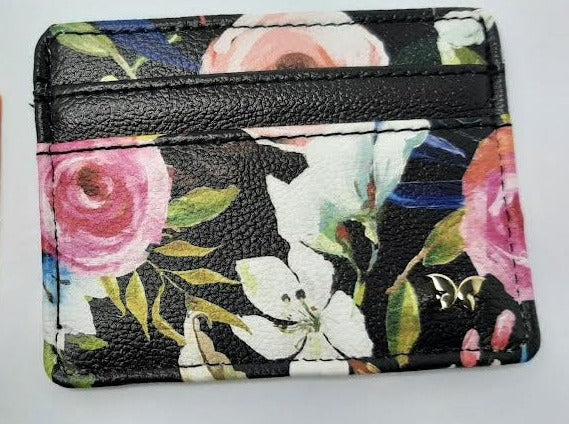 Slim Rfid Wallet-Florals On Black-82012 