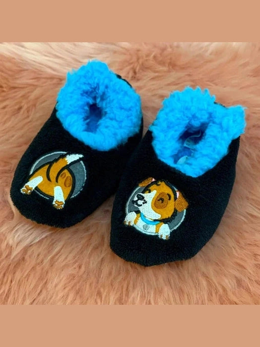 Slippers Black/Blue Puppy Baby Non Skid Soles  bapp-pup