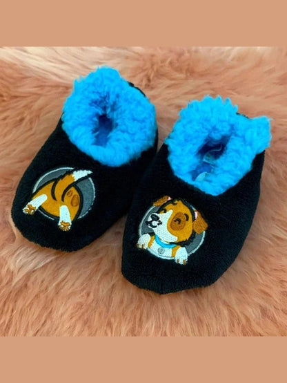 Slippers Black/Blue Puppy Baby Non Skid Soles  bapp-pup