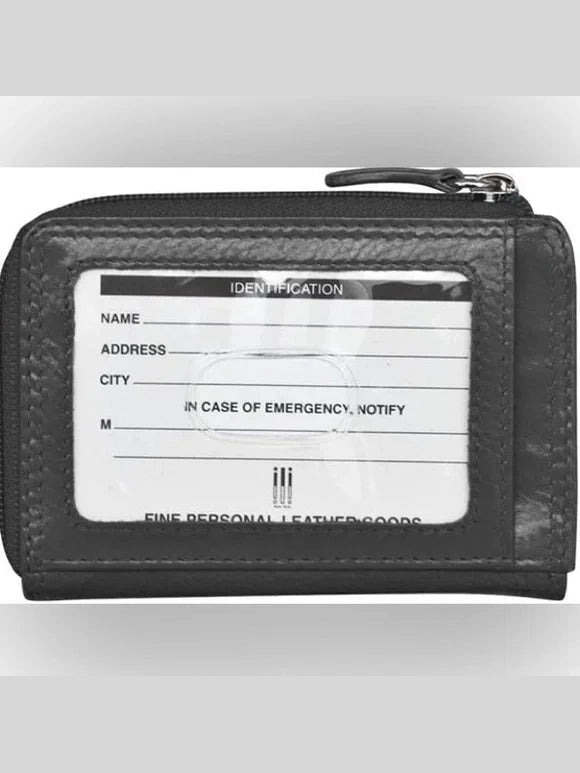 Credit Card Holder Vertical Split Black Leather RFID Blocking  7411 