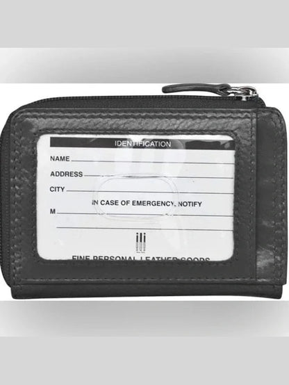 Credit Card Holder Vertical Split Black Leather RFID Blocking  7411 
