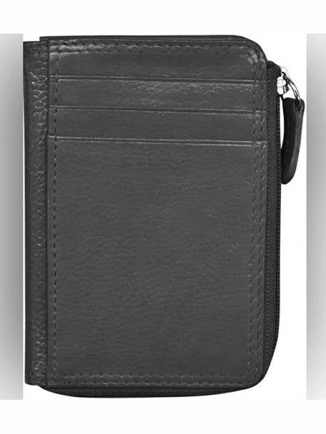 Credit Card Holder Vertical Split Black Leather RFID Blocking  7411 