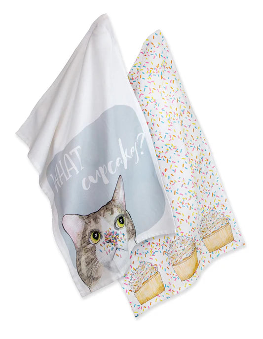 Tea Towel Cup Cake Cat 2pc Urb21075 