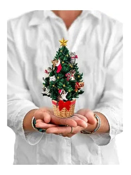 Flower's Boutique Paper Cards&nbsp; Pop Up 7.5"Mini Meowy Christmas Tree 7428