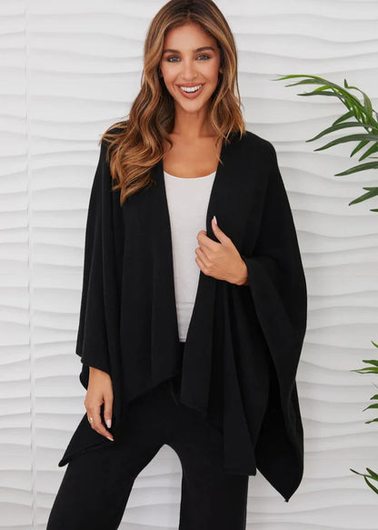 MILIO- Cardigan&nbsp; Black Open Knit Ultra Soft 55205