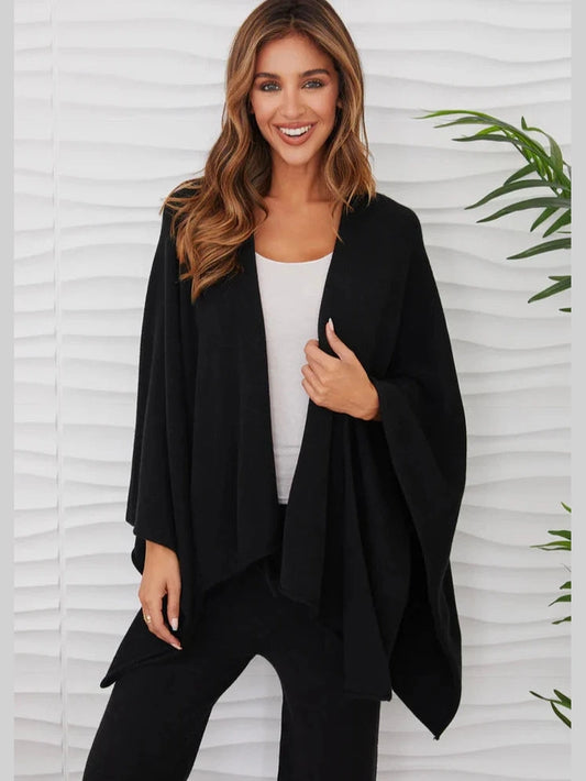 MILIO- Cardigan&nbsp; Black Open Knit Ultra Soft 55205