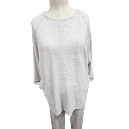 Crewneck Raglan Super Soft Bamboo Brushed Terry Sweatshirt -  Oatmeal   JILL47 