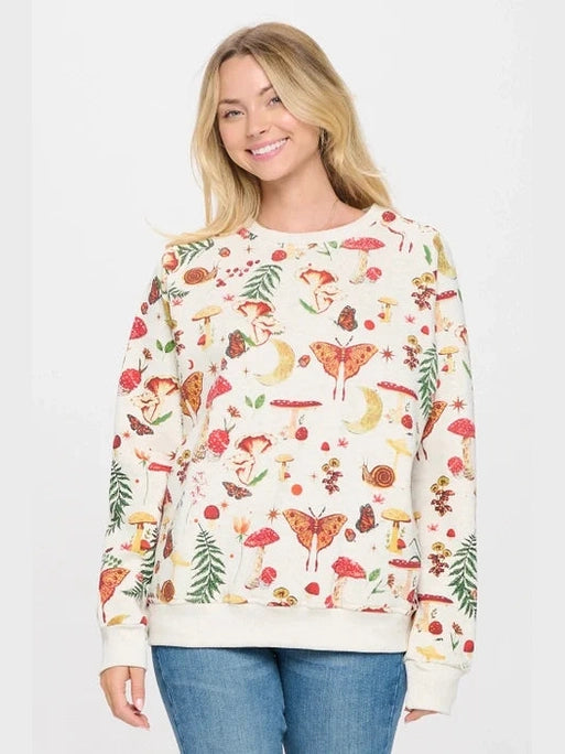 Sweat Shirt Pullover Mushroom Garden Women's Sw252