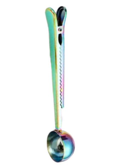 Coffee Scoop /  Bag Clip  Measuring Spoon 2 in 1 Stainless Steel 1 Tbsp. 3 Colors