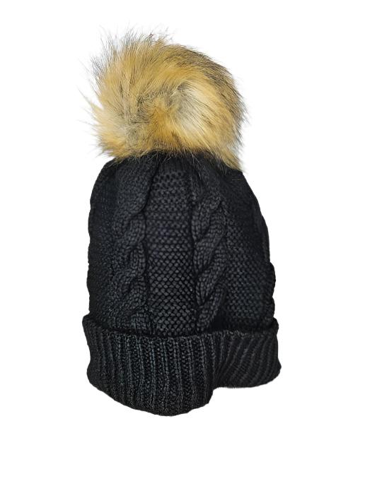 Hat  Multiple Colors  Fleece Lined With Pompom - Toboggan 