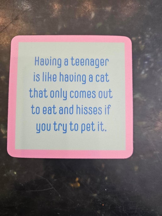 1214 - "Teenager Cat"  Drinks On Me Coaster 