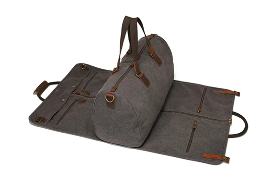Luggage and Garment Grey Canvas Travel Duffle Bag 