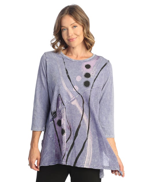 Jess & Jane - M62-1817  Women's Top - Purple - 100% cotton and Linen 