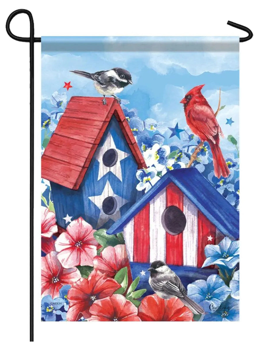 Garden Flag Double Sided Patriotic Bird House 53348