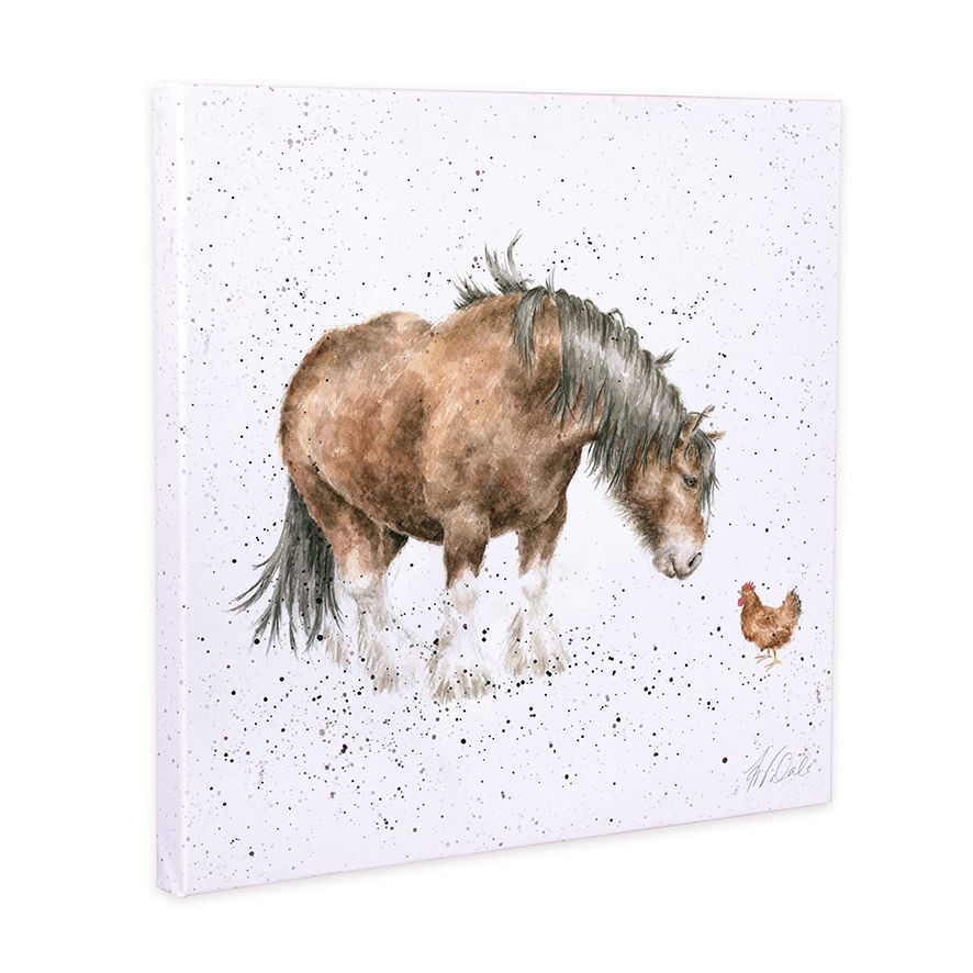 Canvas Art - Horse & Chicken  10X10" 