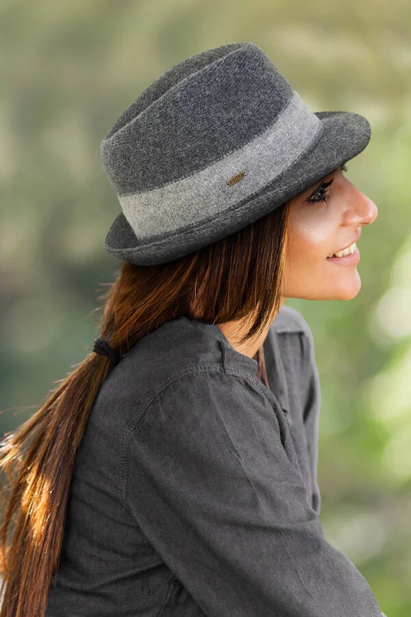Sun n Sand-Hat Grey Soft Wool Fedora 1.5 "Brim Women's-AD1455A