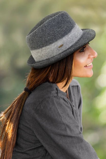 Sun n Sand-Hat Grey Soft Wool Fedora 1.5 "Brim Women's-AD1455A