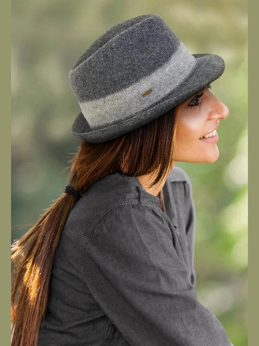 Sun n Sand-Hat Grey Soft Wool Fedora 1.5 "Brim Women's-AD1455A