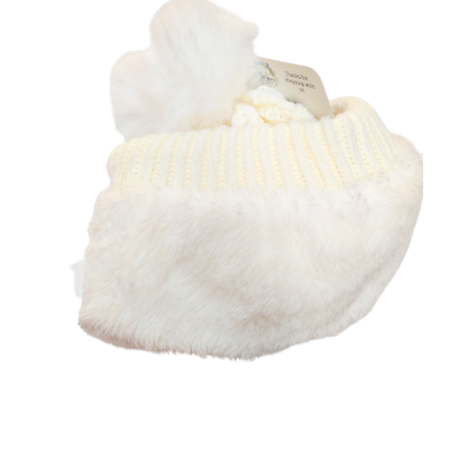 Hat Children's Beanie with Pom Pom Fleece lined White Black or Grey 