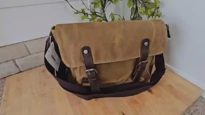 Messenger Bag Small 2 Colors  Luggage Strap on Back Canvas / Leather YY2031