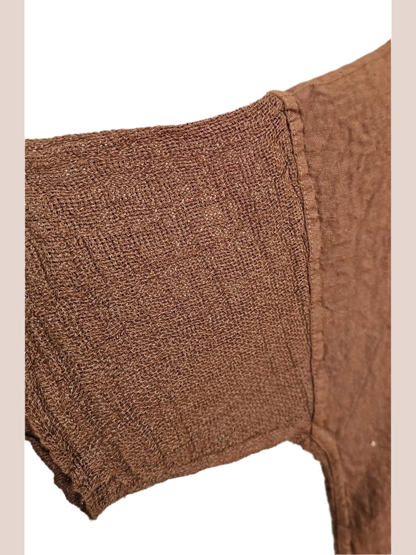 Top Pullover Pecan Linen Short Sleeve Knit Women's One Size 140081