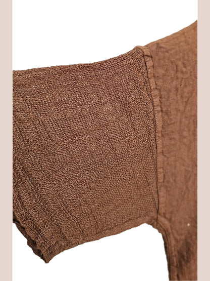 Top Pullover Pecan Linen Short Sleeve Knit Women's One Size 140081