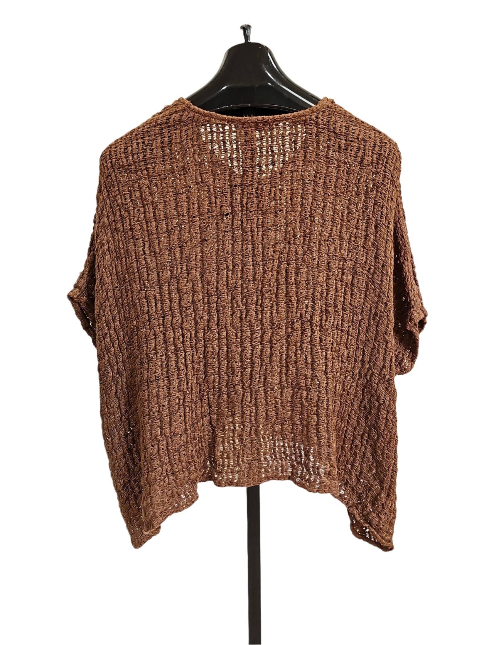 Sweater Pullover Pecan Knit Linen Long Sleeve Women's One Size 144041