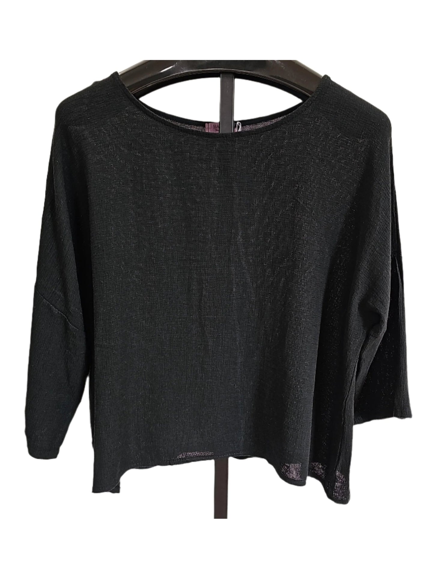 Top Pullover Black Gauze 3/4 Sleeve  Women's One Size 228329