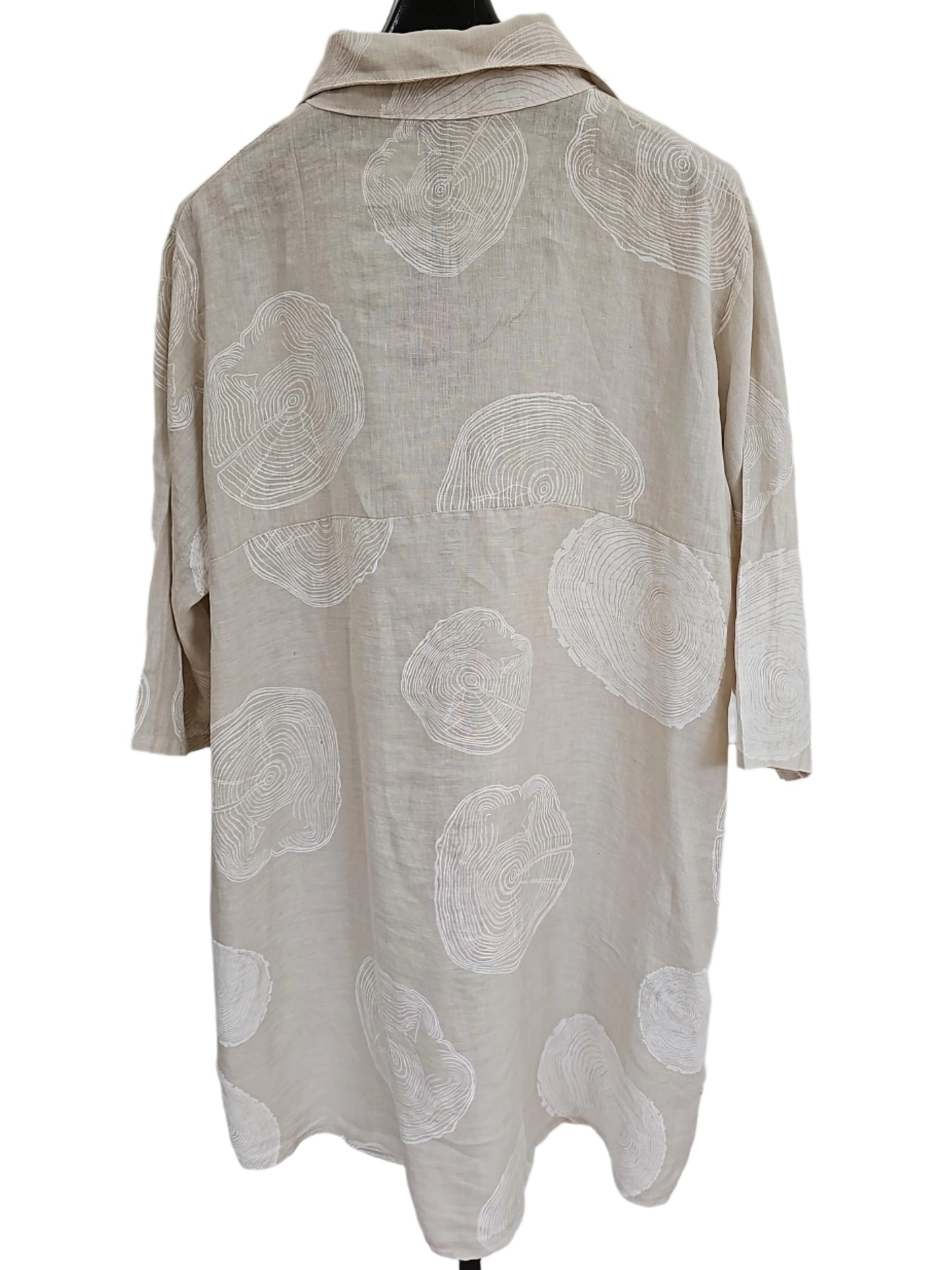 Jacket/Duster Beige Dot Print Linen Women's One Size 200052P