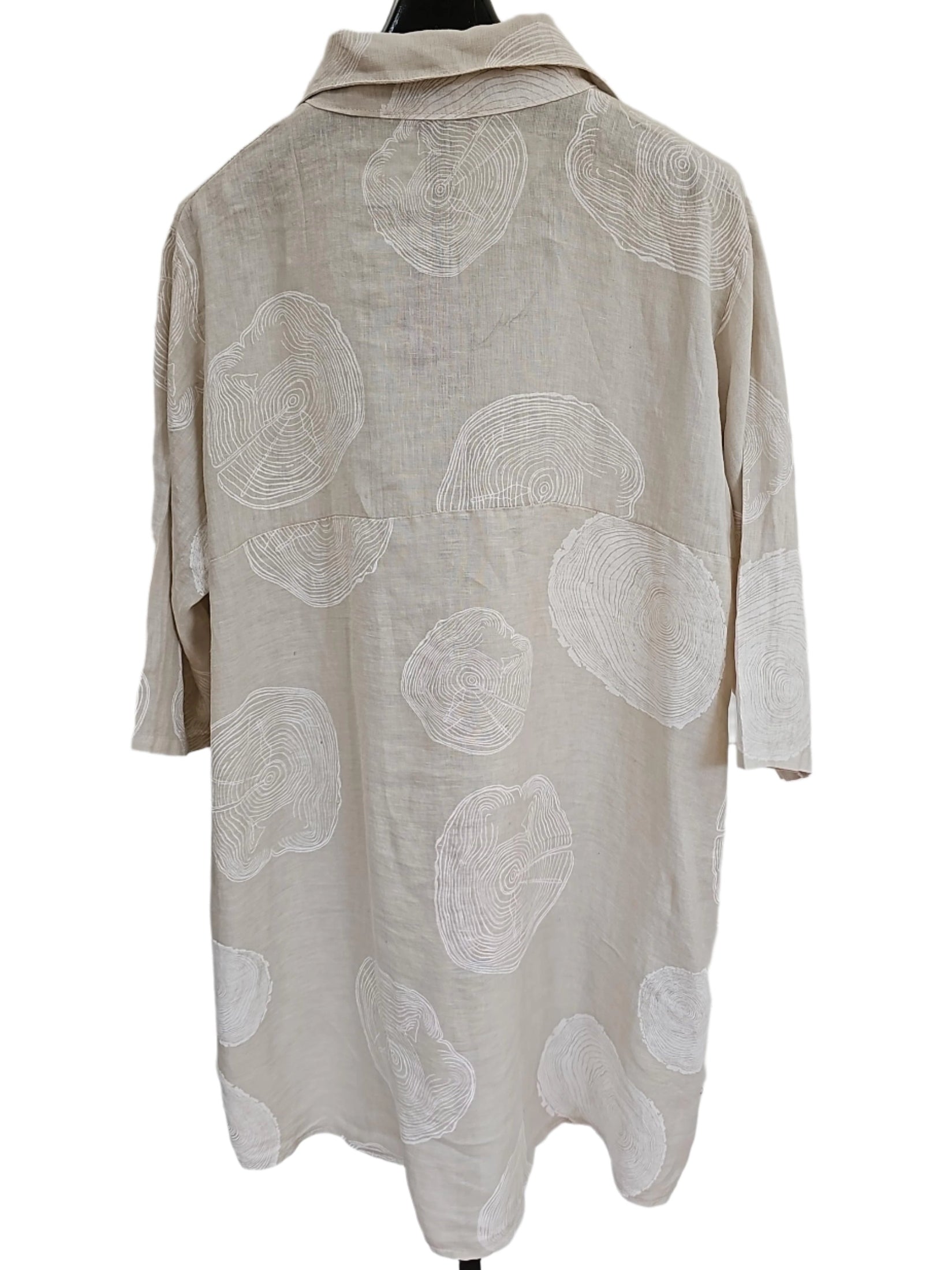 Jacket/Duster Beige Dot Print Linen Women's One Size 200052P