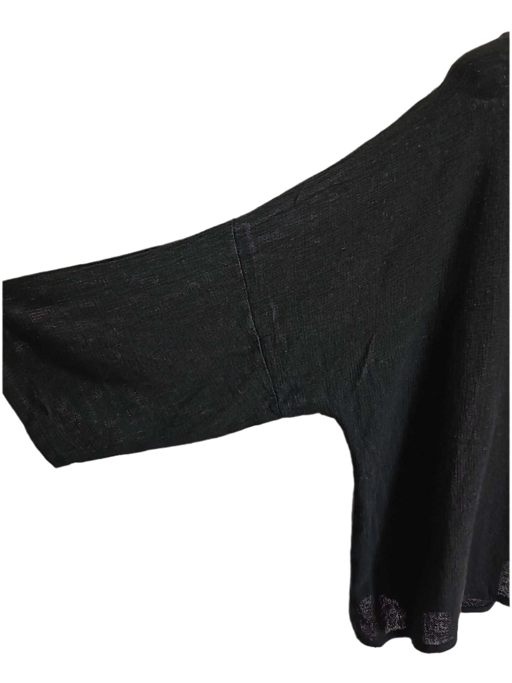 Top Pullover Black Gauze 3/4 Sleeve  Women's One Size 228329