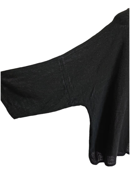 Top Pullover Black Gauze 3/4 Sleeve  Women's One Size 228329