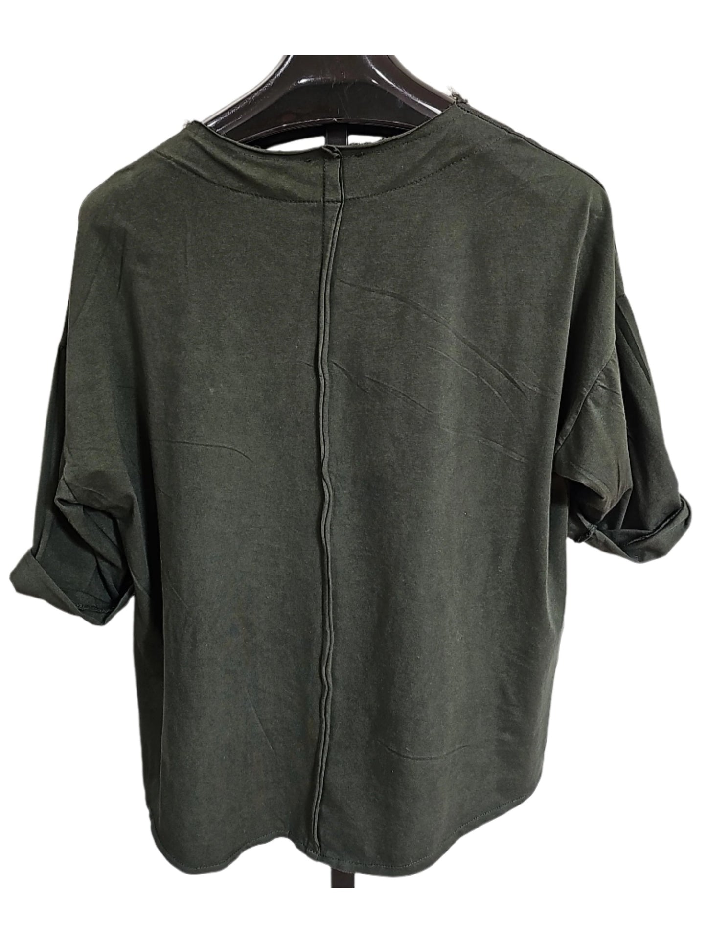 Top Pullover Short Sleeve Military Green Women's One Size 42001