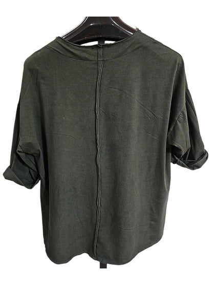 Top Pullover Short Sleeve Military Green Women's One Size 42001