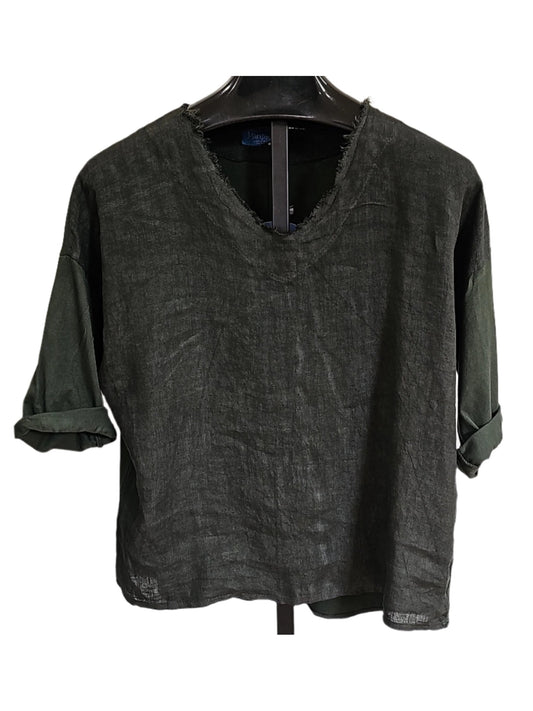 Top Pullover Short Sleeve Military Green Women's One Size 42001