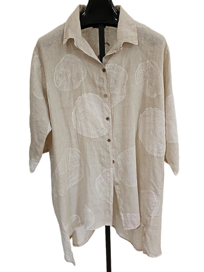 Jacket/Duster Beige Dot Print Linen Women's One Size 200052P