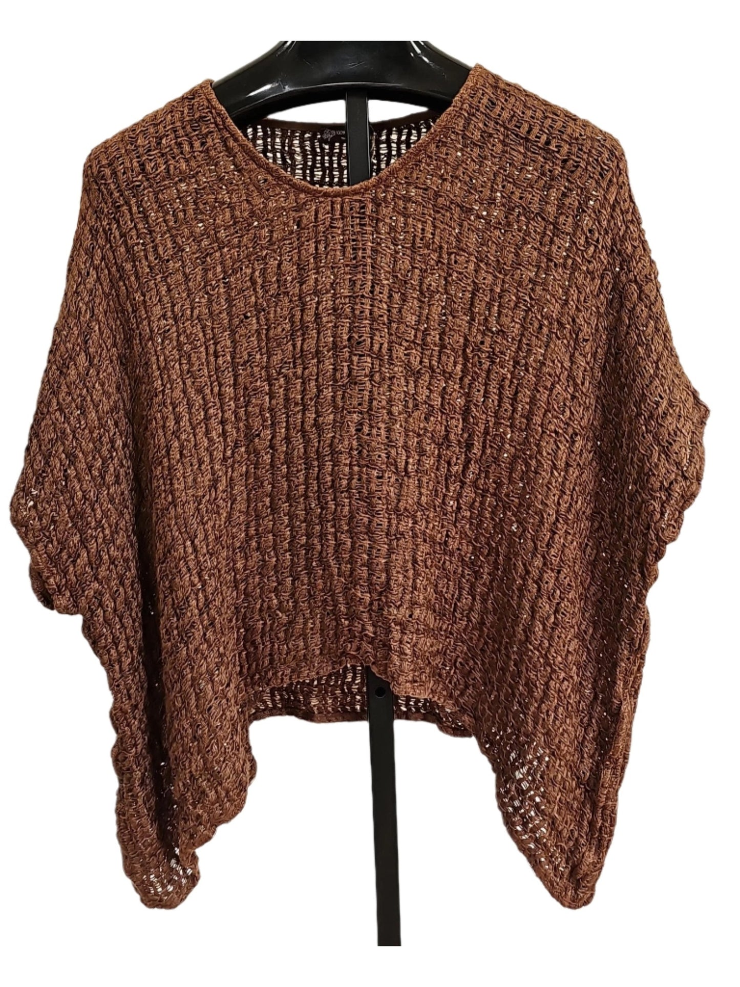 Sweater Pullover Pecan Knit Linen Long Sleeve Women's One Size 144041
