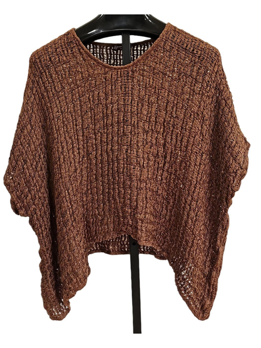 Sweater Pullover Pecan Knit Linen Long Sleeve Women's One Size 144041