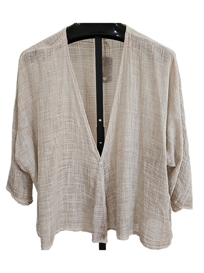 Top Cardigan 1 Button Beige  Women's One Size 6600