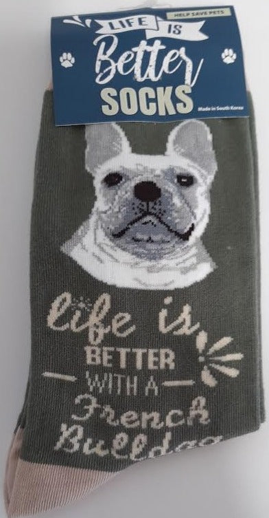 French Bull Dog-Life Is Good-Unisex-Socks 