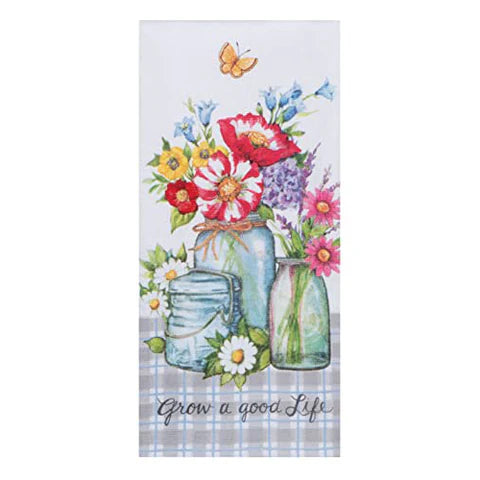 Kay Dee-Tea Towel Mason Jar Grow A Good Life&nbsp; Dual Purpose Terry R7570