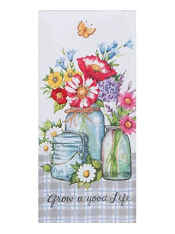 Kay Dee-Tea Towel Mason Jar Grow A Good Life&nbsp; Dual Purpose Terry R7570