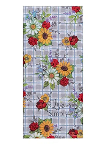 Tea Towel Floral Toss Grey&nbsp; Dual Purpose Terry R7578