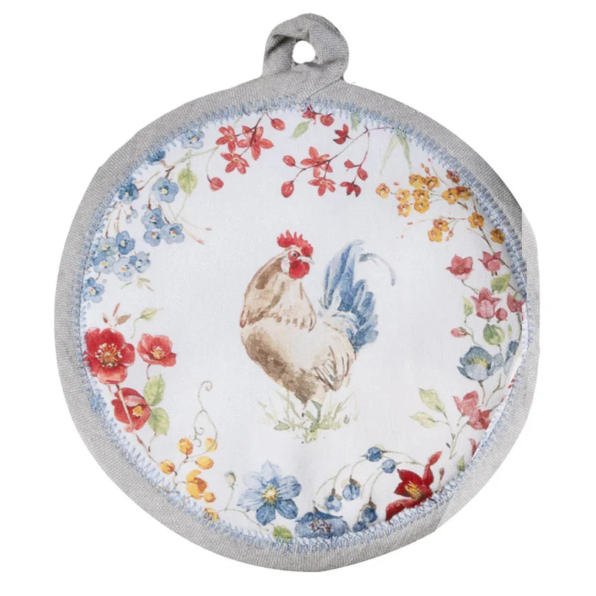 Kay Dee-Pot Holder Country Side Rooster&nbsp; 8 "Round R8022