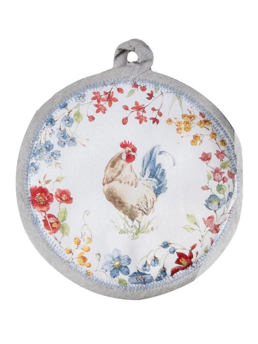 Kay Dee-Pot Holder Country Side Rooster&nbsp; 8 "Round R8022