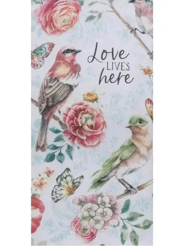 Tea Towel Gb Love Lives Here Birds Dual Purpose Terry R8106 