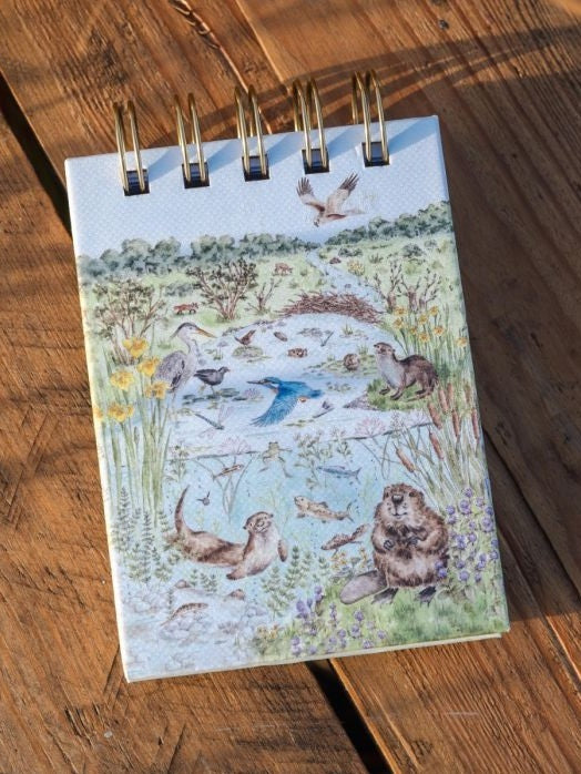 Notebook Spiral River Bank Otter Nature Field 3x5"  Nfn004